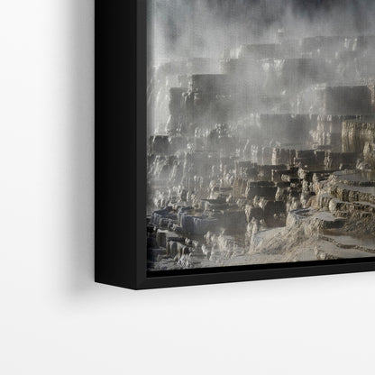 Mammoth Hot Springs Yellowstone National Park Nature Photo | Wyoming Mountain Picture Relaxation Artwork for Meditation or House Decor