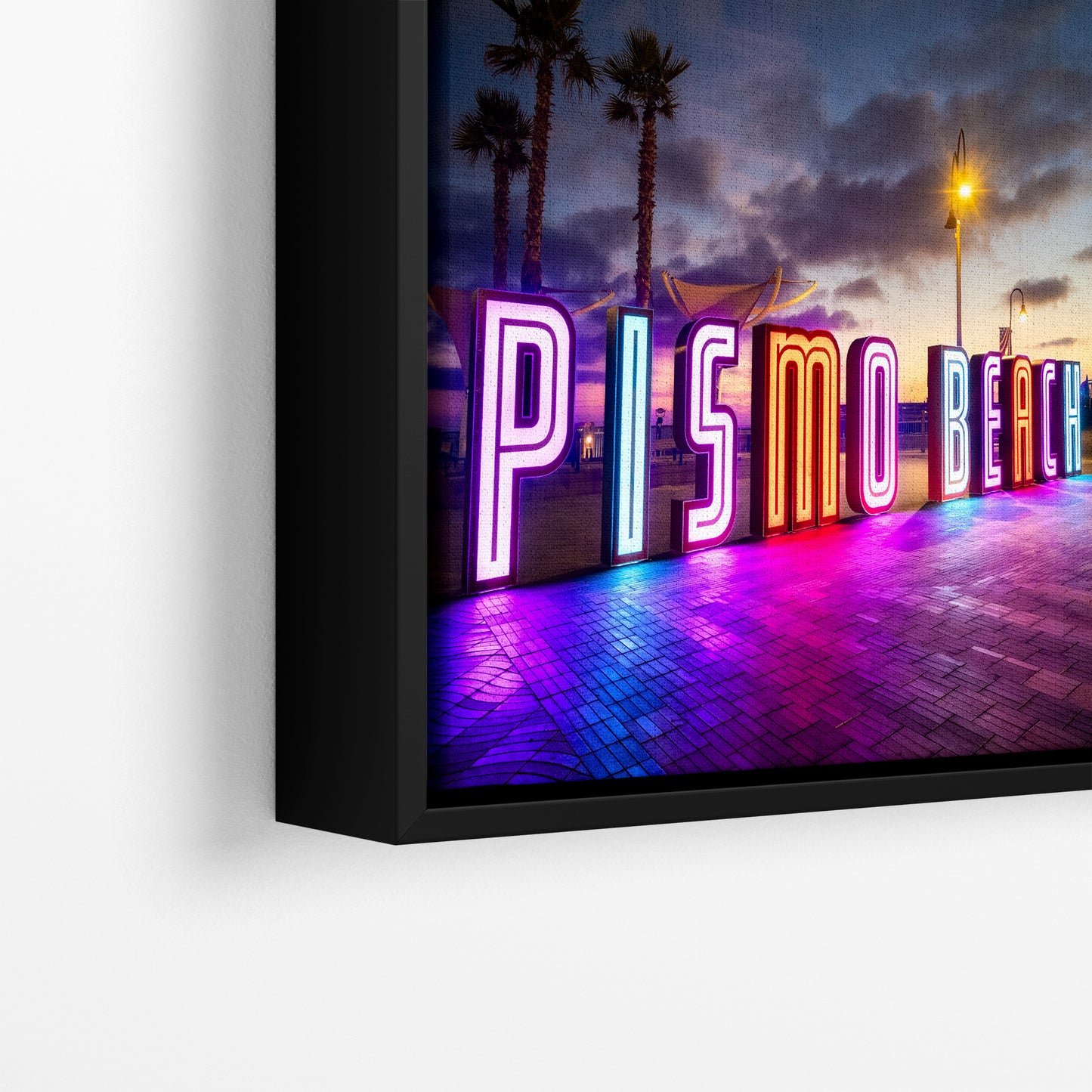 Pismo Beach Iconic Neon Sign House Decor, California Coastal Art Print with Vibrant Neon Lights for Retro Wall Art, Beach Lover Gift