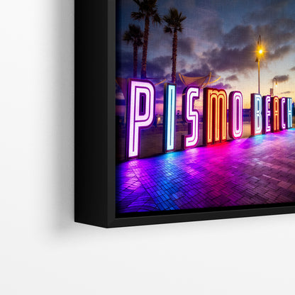 Pismo Beach Iconic Neon Sign House Decor, California Coastal Art Print with Vibrant Neon Lights for Retro Wall Art, Beach Lover Gift