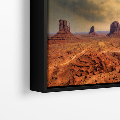 Monument Valley Arizona Desert Picture Stormy Nature Photo, Bohemian Style Relaxation Artwork for Meditation, Apartment, Office & House Decor