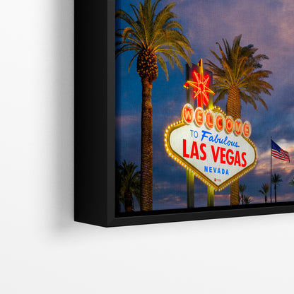 Welcome to Fabulous Las Vegas Nevada Sign Casino Decor, Souvenir Wall Art, Gambling Theme Giant Canvas Print, Neon Sign