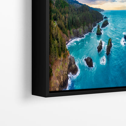 Aerial Oregon Coast Ocean Picture Panorama, Pacific Northwest Nature Photo