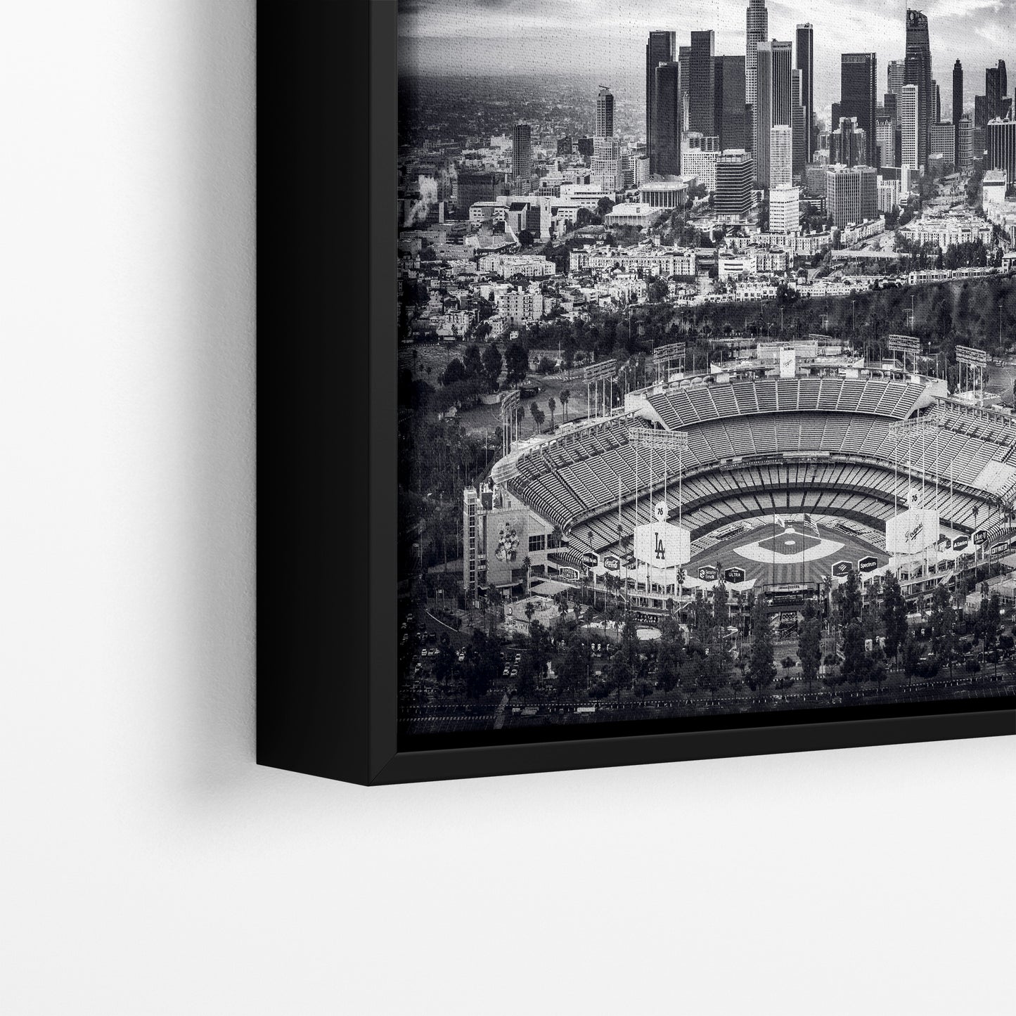 Dodgers Stadium Photo, Los Angeles Skyline Black and White Wall Art