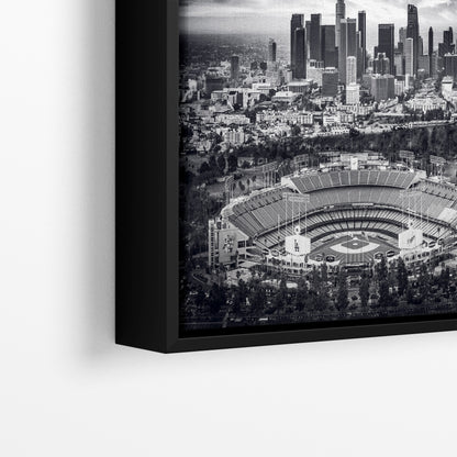 Dodgers Stadium Photo, Los Angeles Skyline Black and White Wall Art