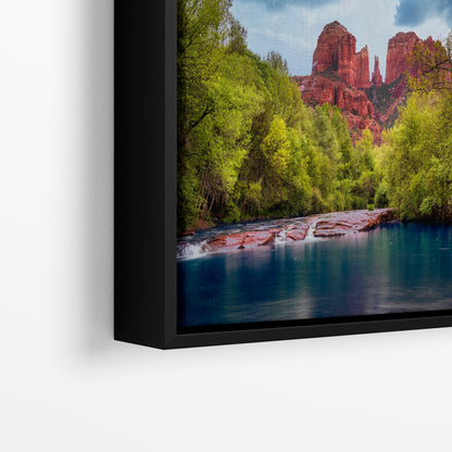 Cathedral Rock with Oak Creek, Sedona Arizona Desert Picture Nature Photo Relaxation Artwork for Meditation, Office, and House Decor