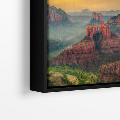 Cathedral Rock Aerial Sunrise, Sedona Arizona Desert Picture Nature Photo Relaxation Artwork for Meditation, Office, and House Decor