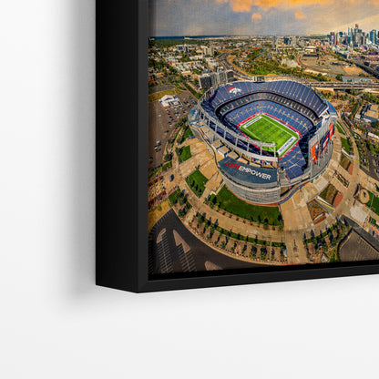 Denver Broncos Football Stadium | Mile High Stadium Denver Colorado Skyline Print | Sports Decor, Man Cave Art
