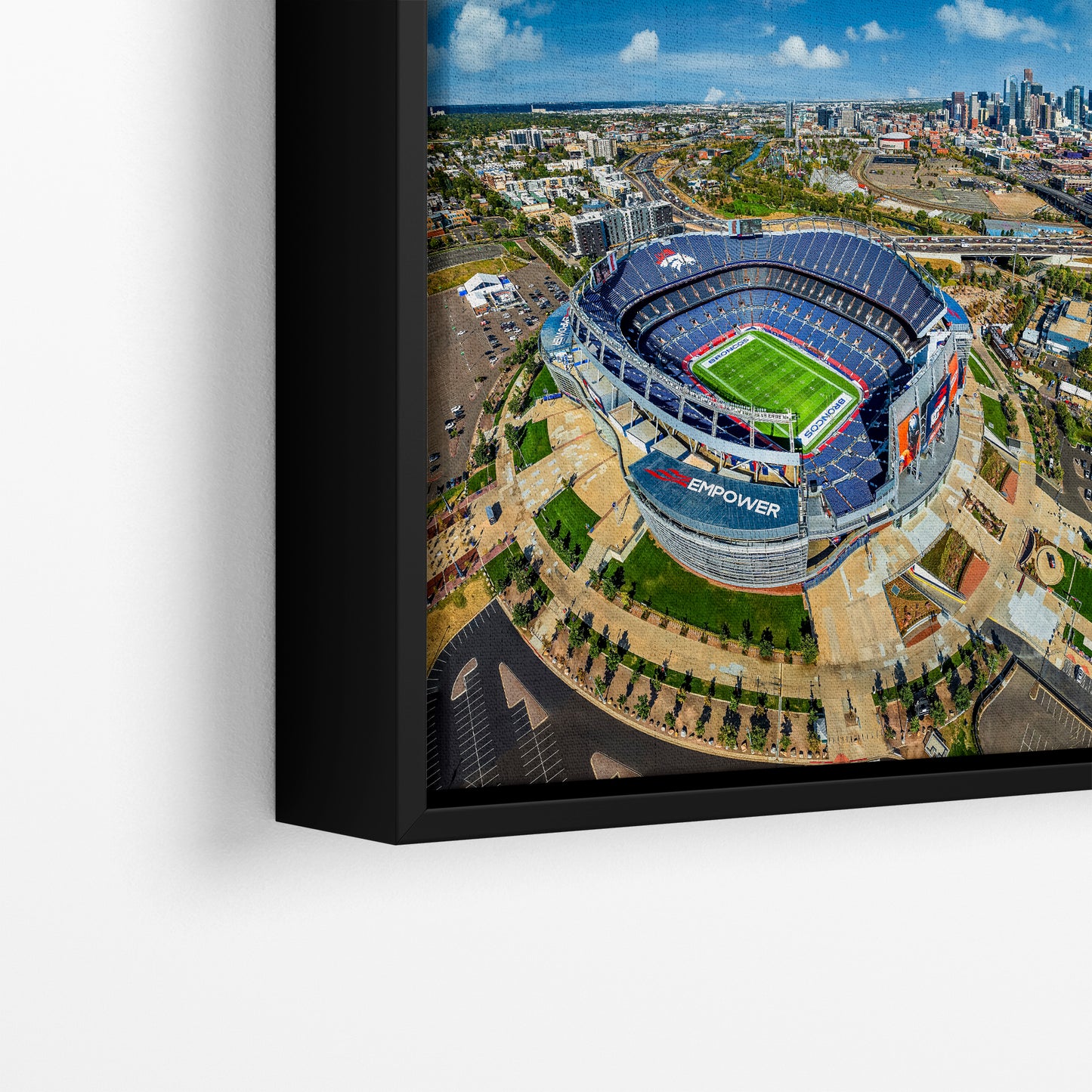 Denver Broncos Football, Mile High Stadium Denver Colorado Skyline Print Sports Decor, Man Cave Art
