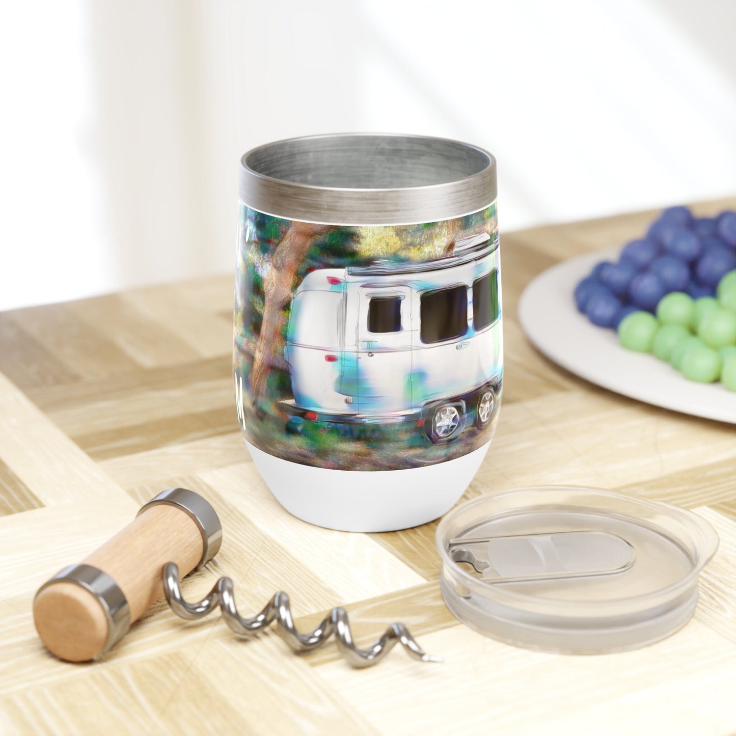 Airstream 12oz Wine Tumbler Gift - Stainless Steel with Press On Slide Closing Lid