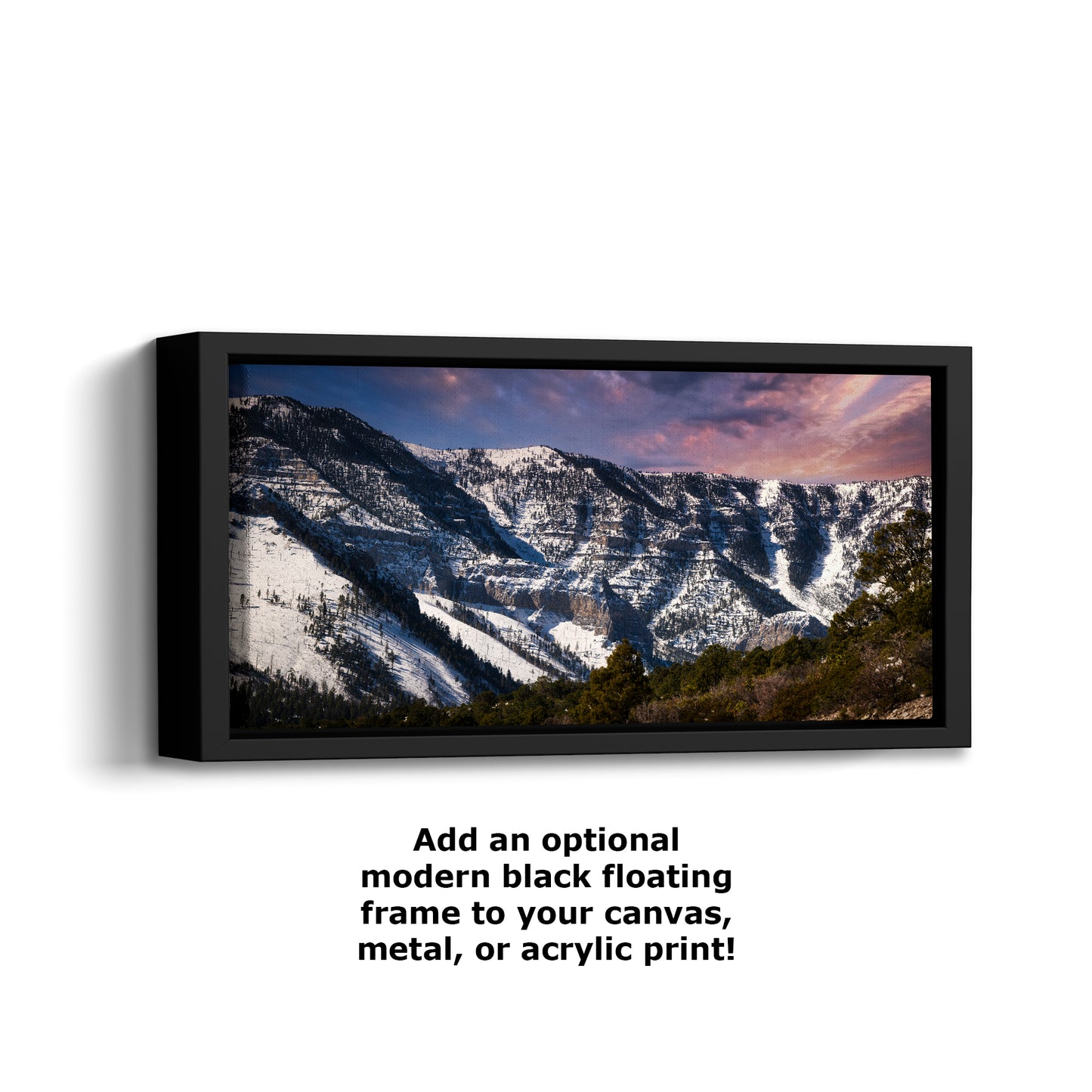 Mt Charleston Nevada Mountain Picture, Snowy Scenery Nature Photo Relaxation Artwork, Winter Landscape for Office, Dorm, Bohemian Decor