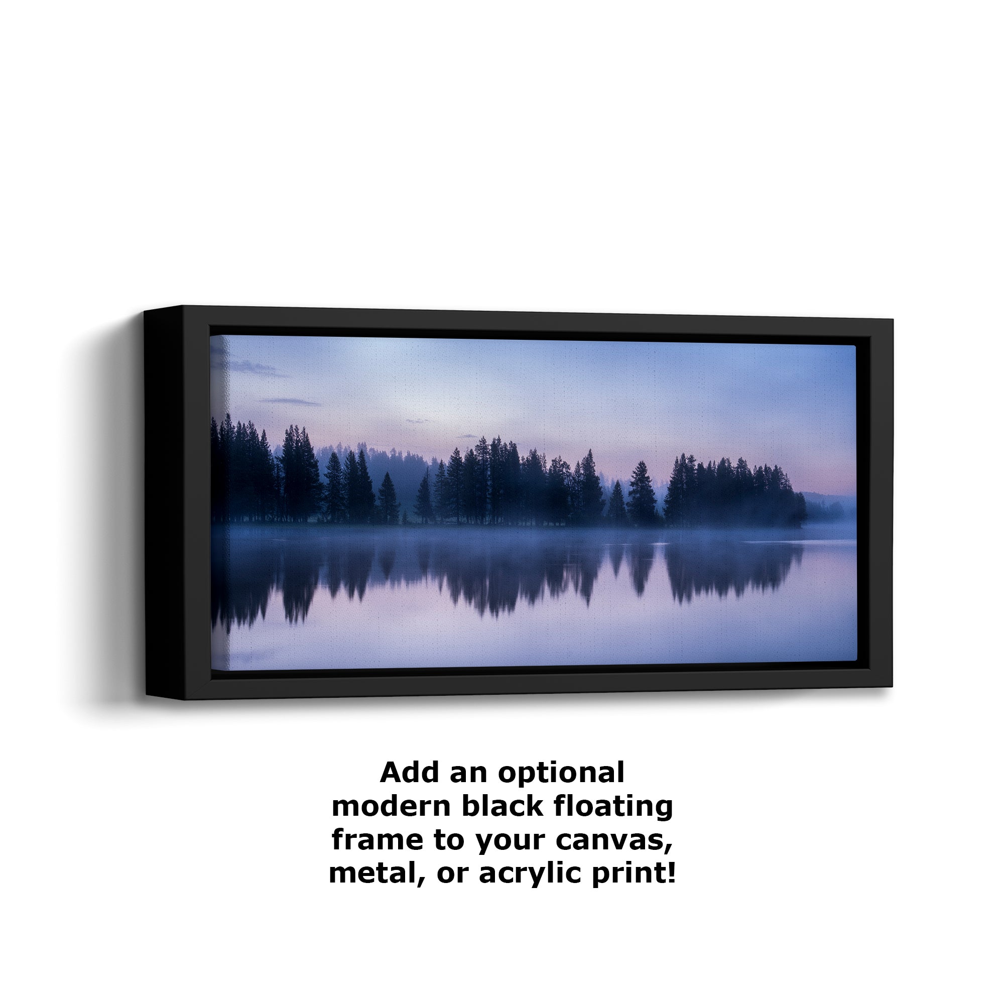 Yellowstone Lake Foggy Forest Picture, Reflection Nature Photo, Wyoming Landscape Relaxation Artwork for Meditation, Office, & House Decor