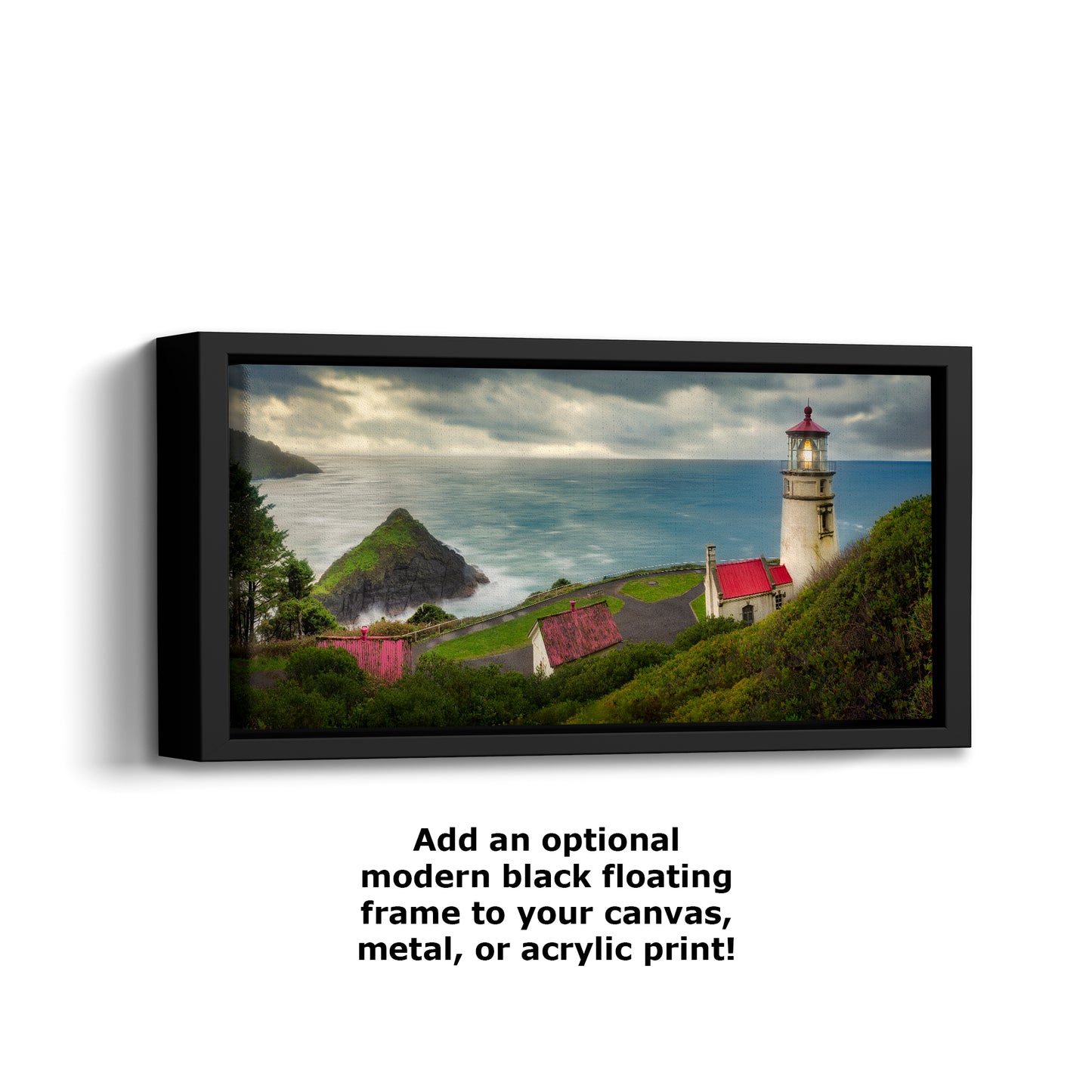 Haceta Head Lighthouse Picture, Oregon Coast Ocean Picture, Pacific Northwest Beach Photo Framed Coastal Decor for Ocean Lovers