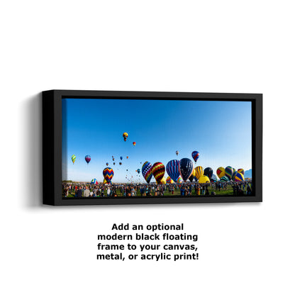 Hot Air Balloon Festival Mass Ascension Panorama Photo | Albuquerque New Mexico Balloon Fiesta Wall Art | Office, Cubicle & House Decor
