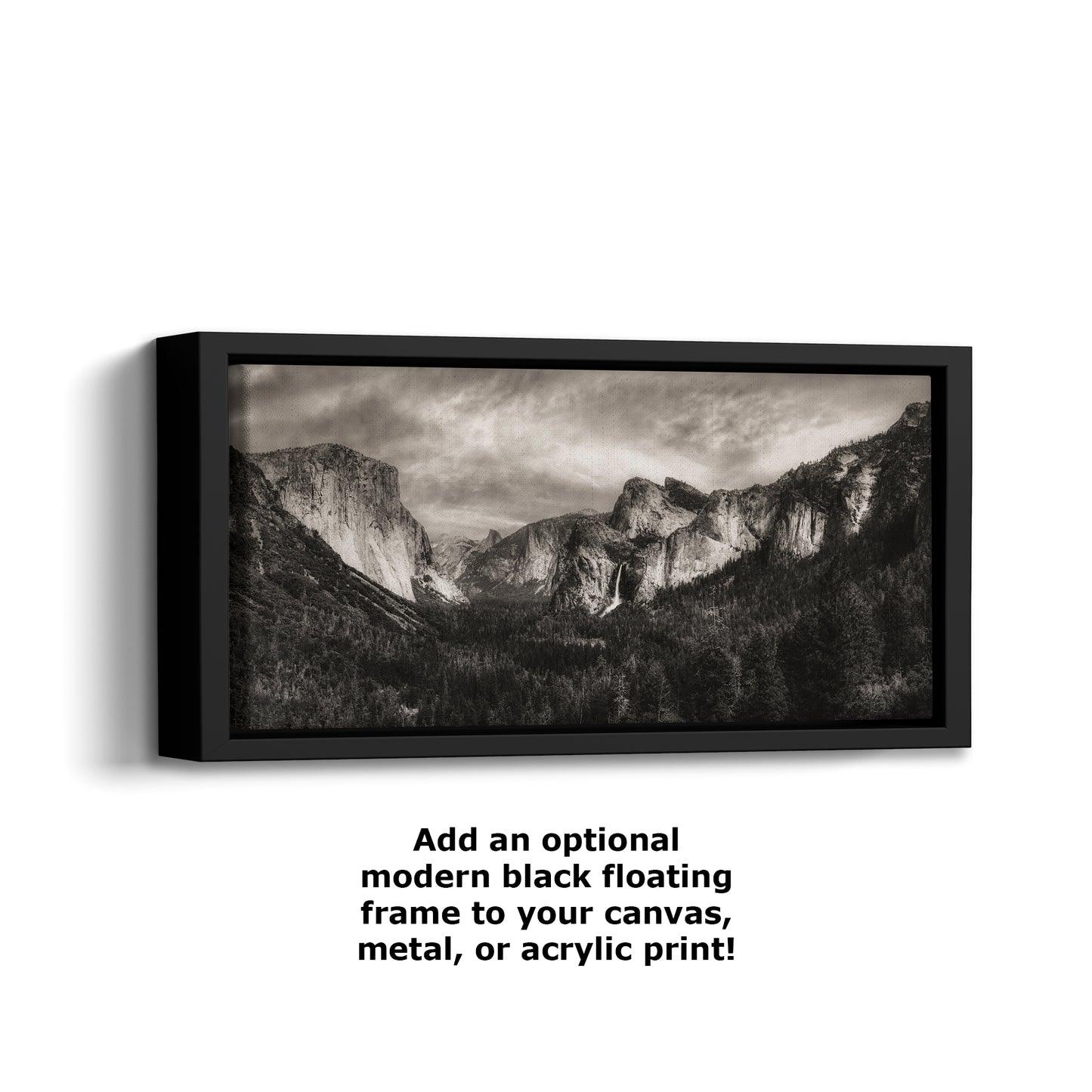 Tunnel View Yosemite National Park Mountain Picture Black and White Nature Photo Relaxation Artwork for Mediation, Office, & House Decor