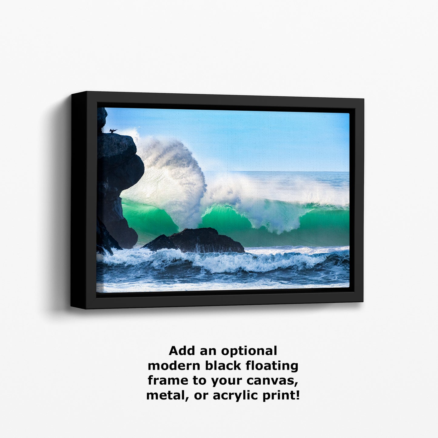 Beach Wave Ocean Picture, California Coastline Nature Photo Wall Decor, Morro Rock Artwork