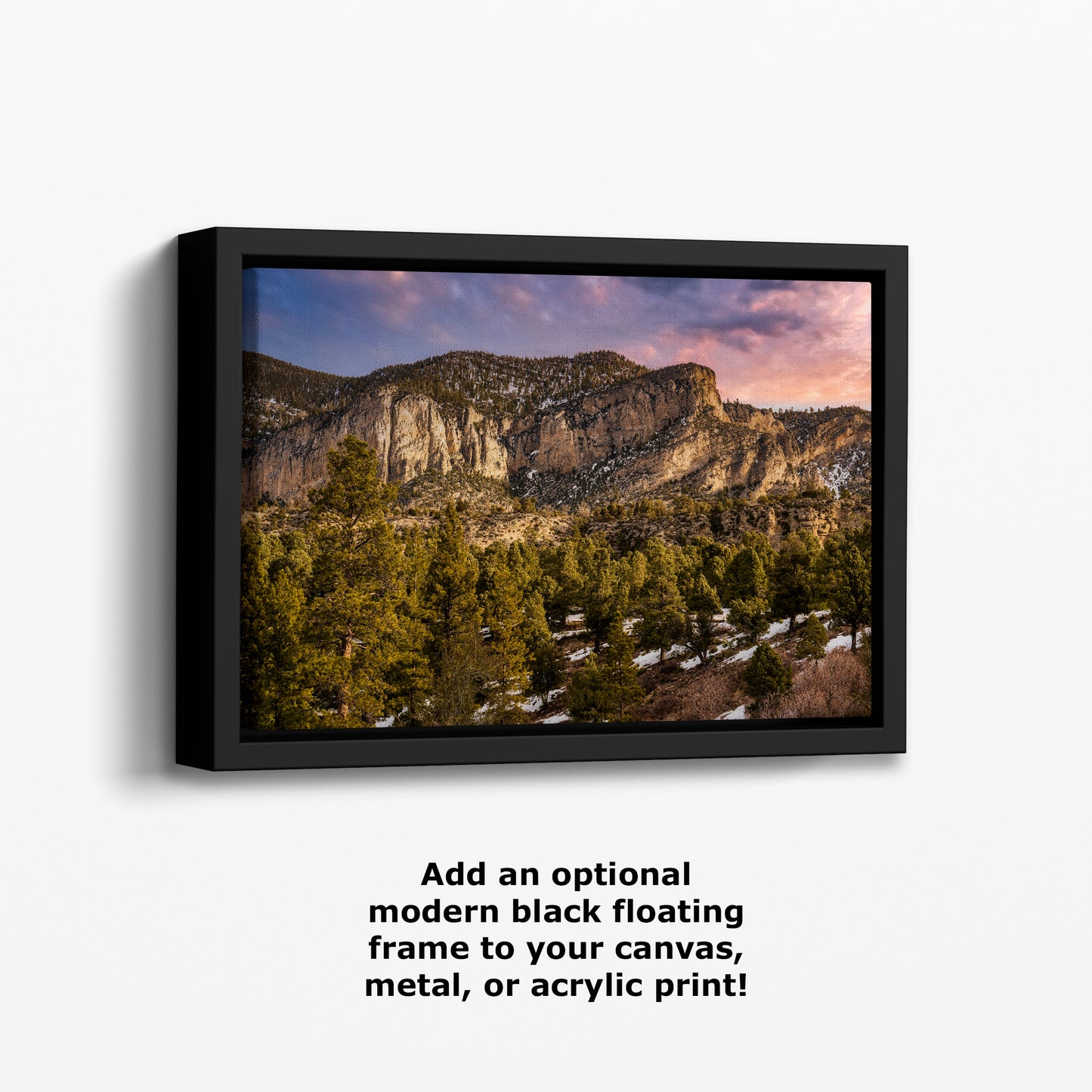 Mt Charleston Nevada Mountain Picture, Snowy Scenery Nature Photo Relaxation Artwork | Winter Landscape for Office, Dorm, Bohemian Decor