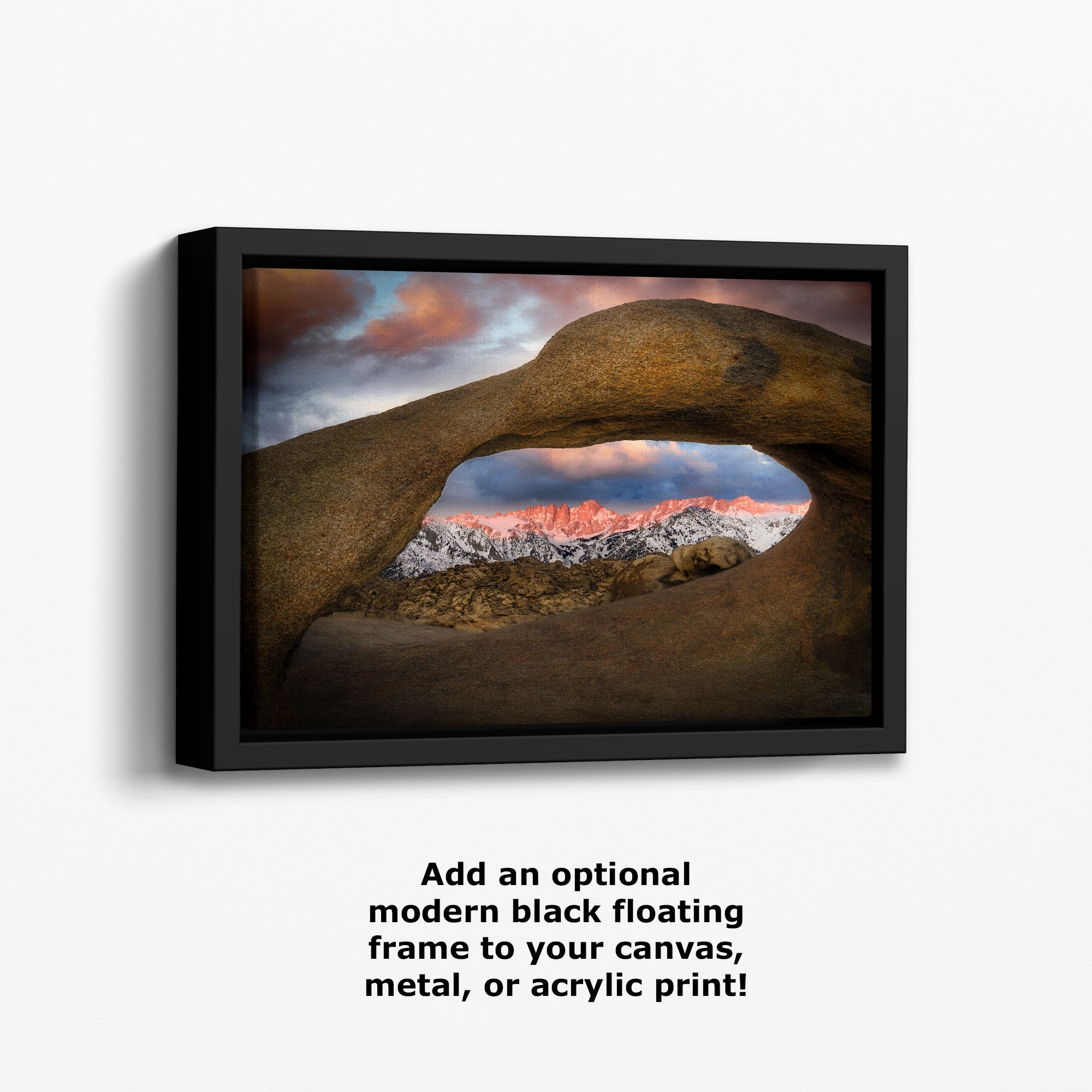 Mount Whitey & Mobius Arch Mountain Picture, Nature Photo from Alabama Hills for Relaxation Art for Meditation, Office, and House Decor