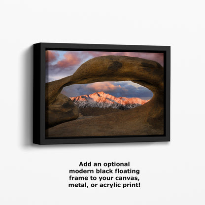 Lone Pine & Mobius Arch Mountain Picture, Nature Photo from Alabama Hills for Relaxation Art for Meditation, Office, and House Decor