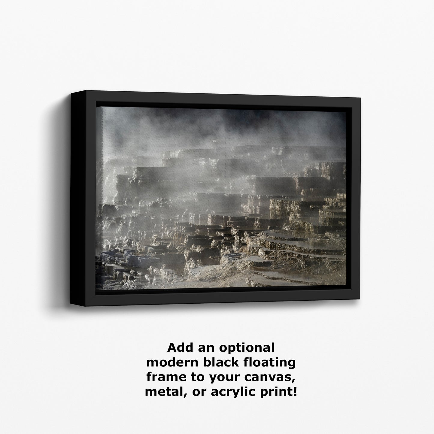 Mammoth Hot Springs Yellowstone National Park Nature Photo | Wyoming Mountain Picture Relaxation Artwork for Meditation or House Decor