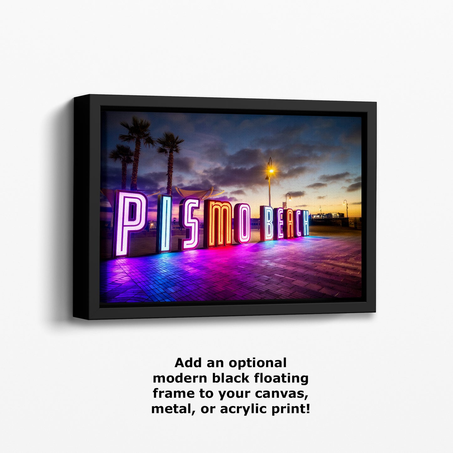 Pismo Beach Iconic Neon Sign House Decor, California Coastal Art Print with Vibrant Neon Lights for Retro Wall Art, Beach Lover Gift