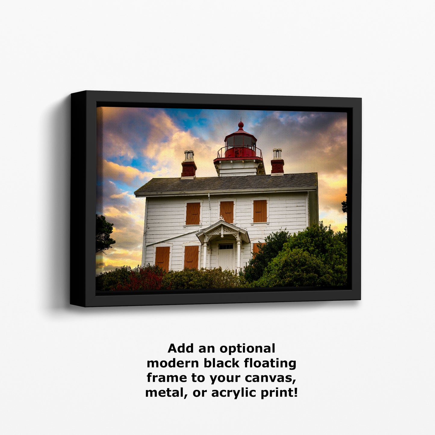 Yaquina Bay Lighthouse Picture, Oregon Coast Ocean Picture, Pacific Northwest Beach Photo Wall Art for Office and Relaxation