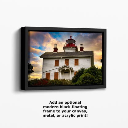 Yaquina Bay Lighthouse Picture, Oregon Coast Ocean Picture, Pacific Northwest Beach Photo Wall Art for Office and Relaxation
