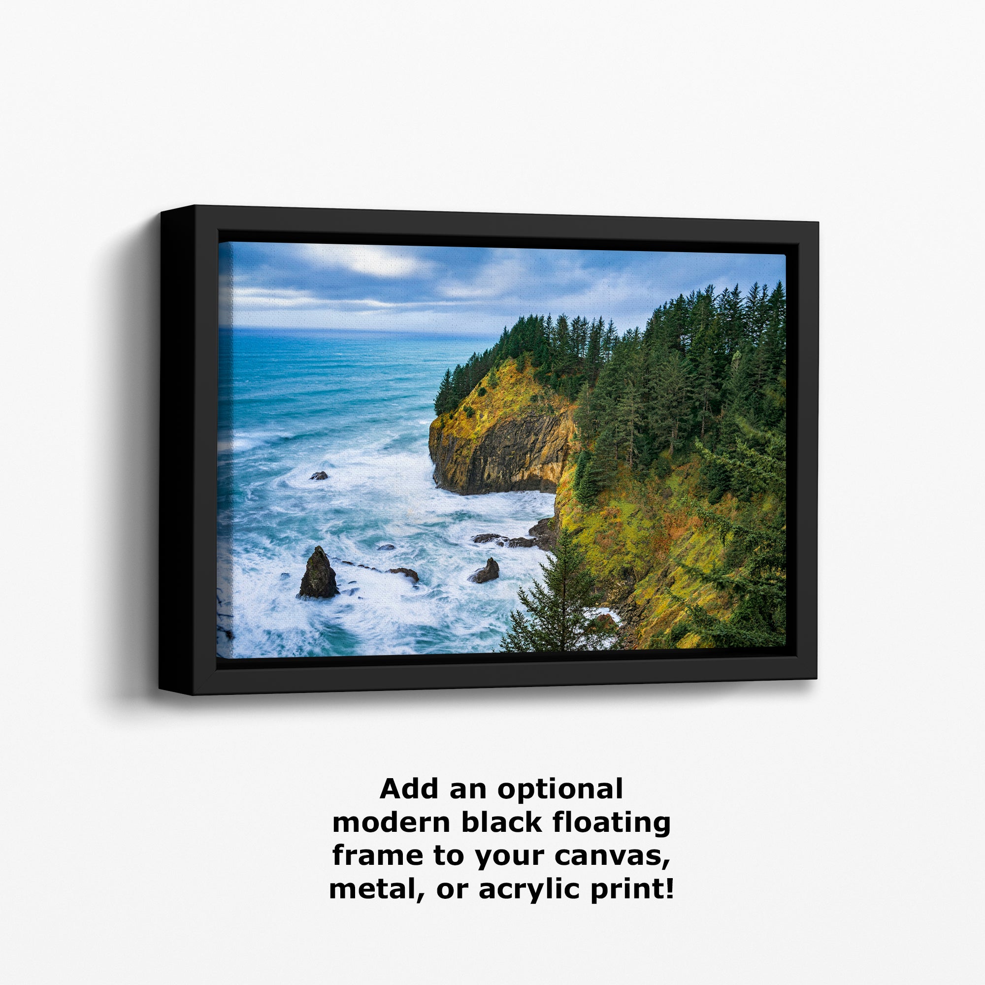 Oregon Coast Ocean Picture, Pacific Northwest Coastline Nature Photo Relaxation Artwork for Meditation, Apartment, Office & House Decor