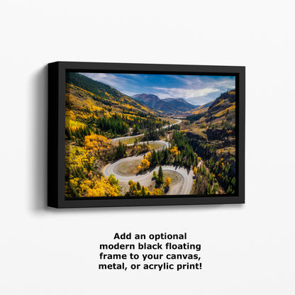 Colorado San Juan Mountain Picture, Fall Colors Aspen Trees Forest, Million Dollar Highway Nature Photo for Relaxation Artwork, Meditation and House Decor