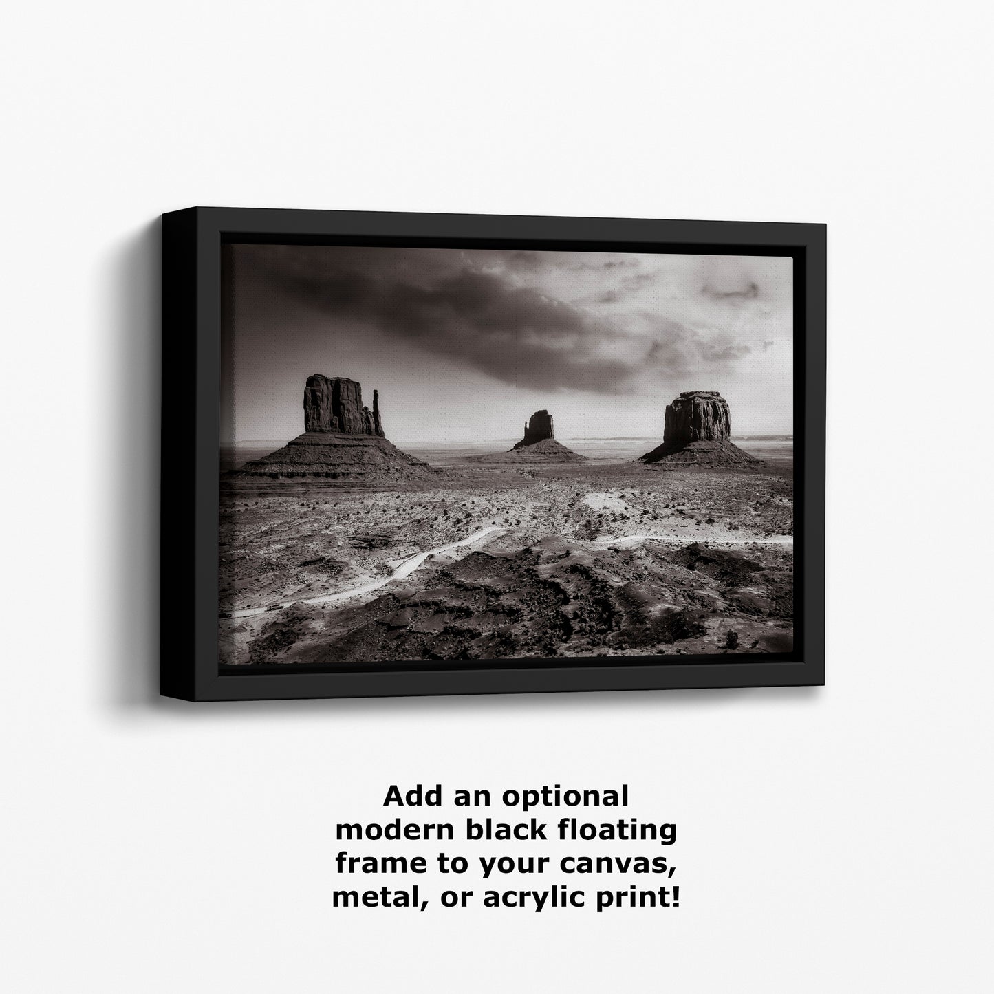 Monument Valley Arizona Desert Picture, Black and White Nature Photo, Bohemian Style Relaxation Artwork for Meditation, Apartment, Office & House Decor