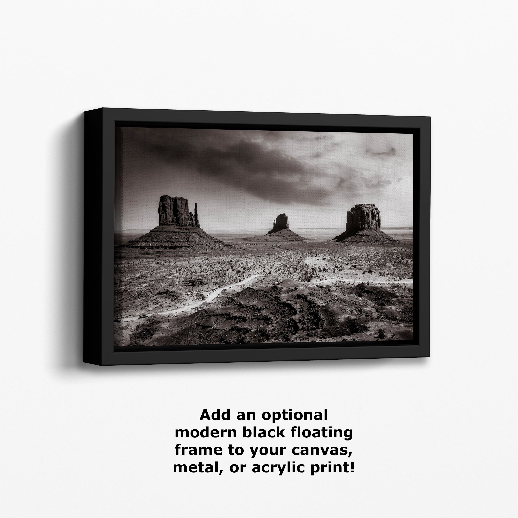Monument Valley Arizona Desert Picture, Black and White Nature Photo, Bohemian Style Relaxation Artwork for Meditation, Apartment, Office & House Decor