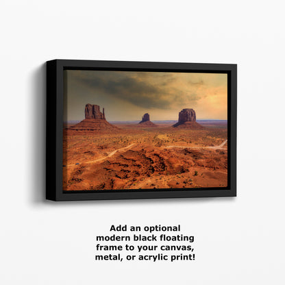 Monument Valley Arizona Desert Picture Stormy Nature Photo, Bohemian Style Relaxation Artwork for Meditation, Apartment, Office & House Decor