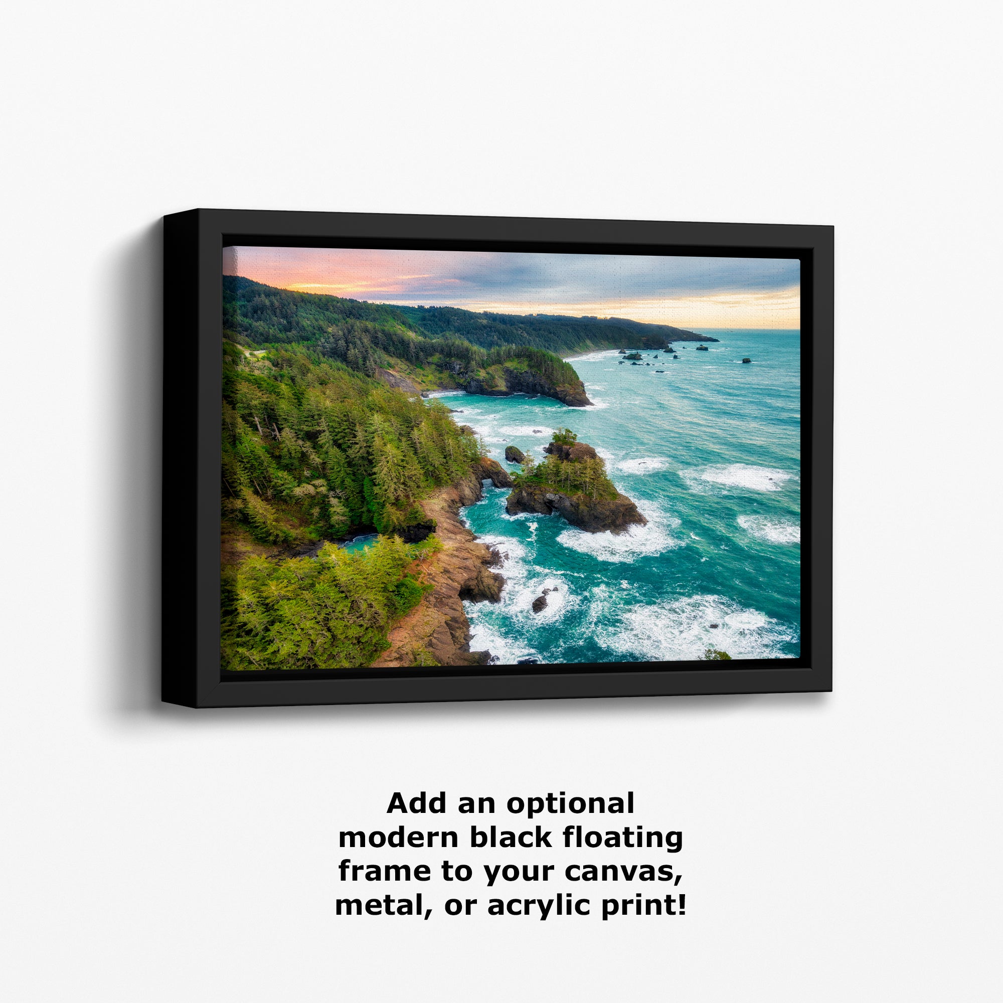 Oregon Coast Ocean Picture, Pacific Northwest Sunrise Nature Photo Relaxation Artwork for Meditation, Apartment, Office & House Decor