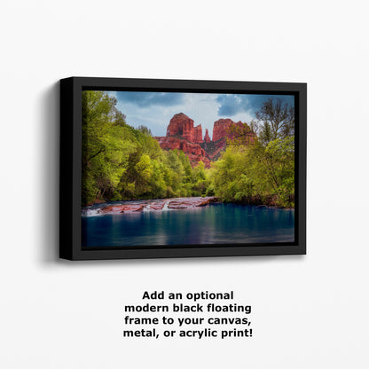 Cathedral Rock with Oak Creek, Sedona Arizona Desert Picture Nature Photo Relaxation Artwork for Meditation, Office, and House Decor