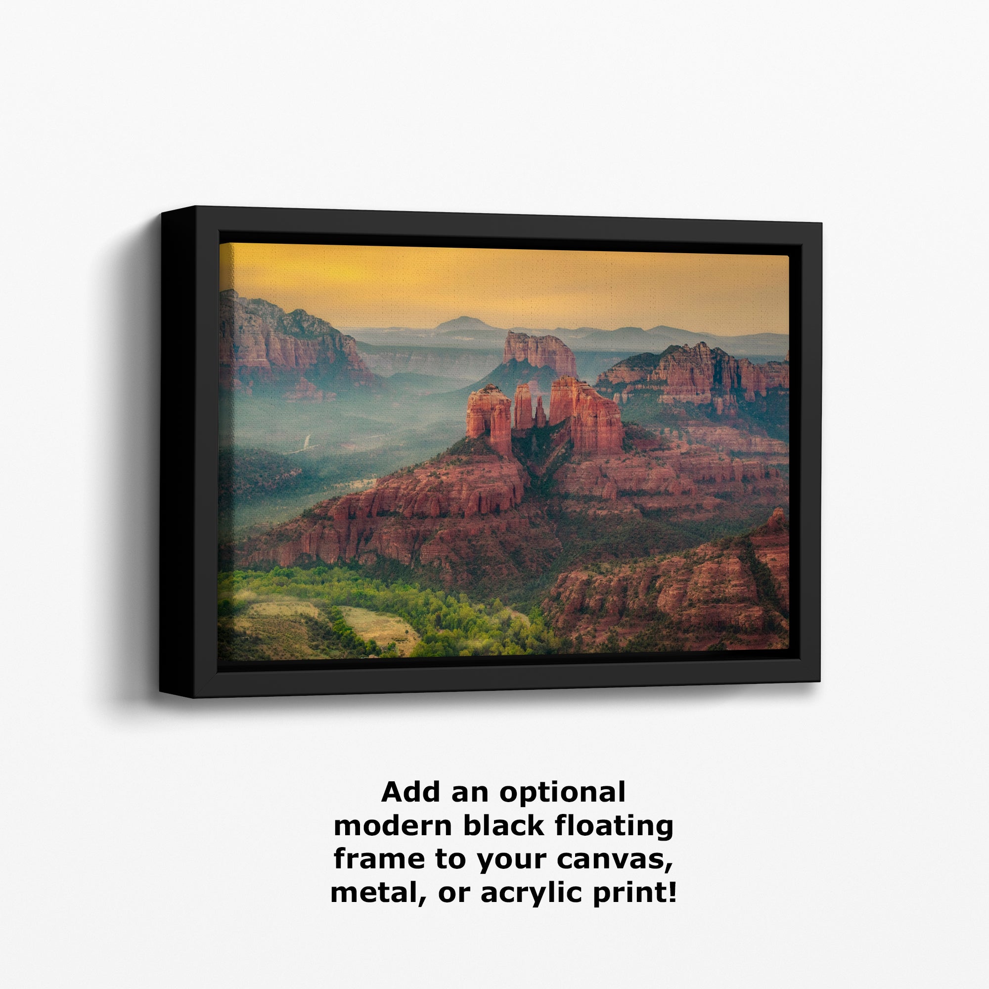 Cathedral Rock Aerial Sunrise, Sedona Arizona Desert Picture Nature Photo Relaxation Artwork for Meditation, Office, and House Decor