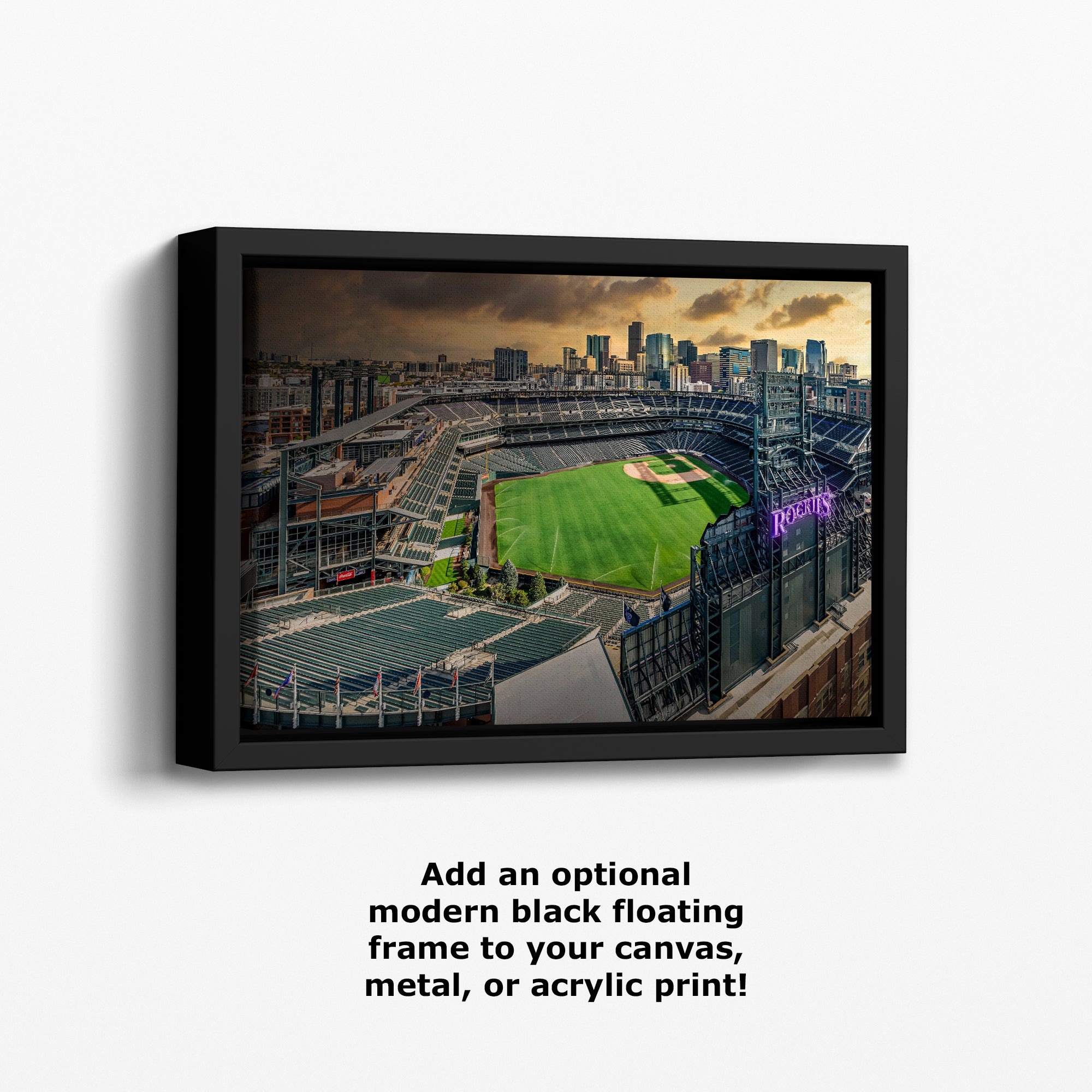 Colorado Rockies Baseball Stadium Wall Art | Coors Field Denver Colorado Skyline Print for Man Cave Decor & Sports Fans