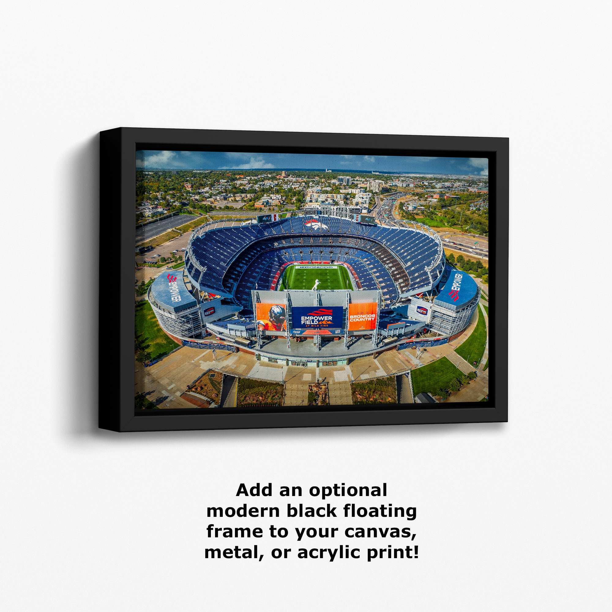 Denver Broncos Football Stadium, Mile High Stadium Denver Colorado Skyline Print, Sports Decor, Man Cave Art