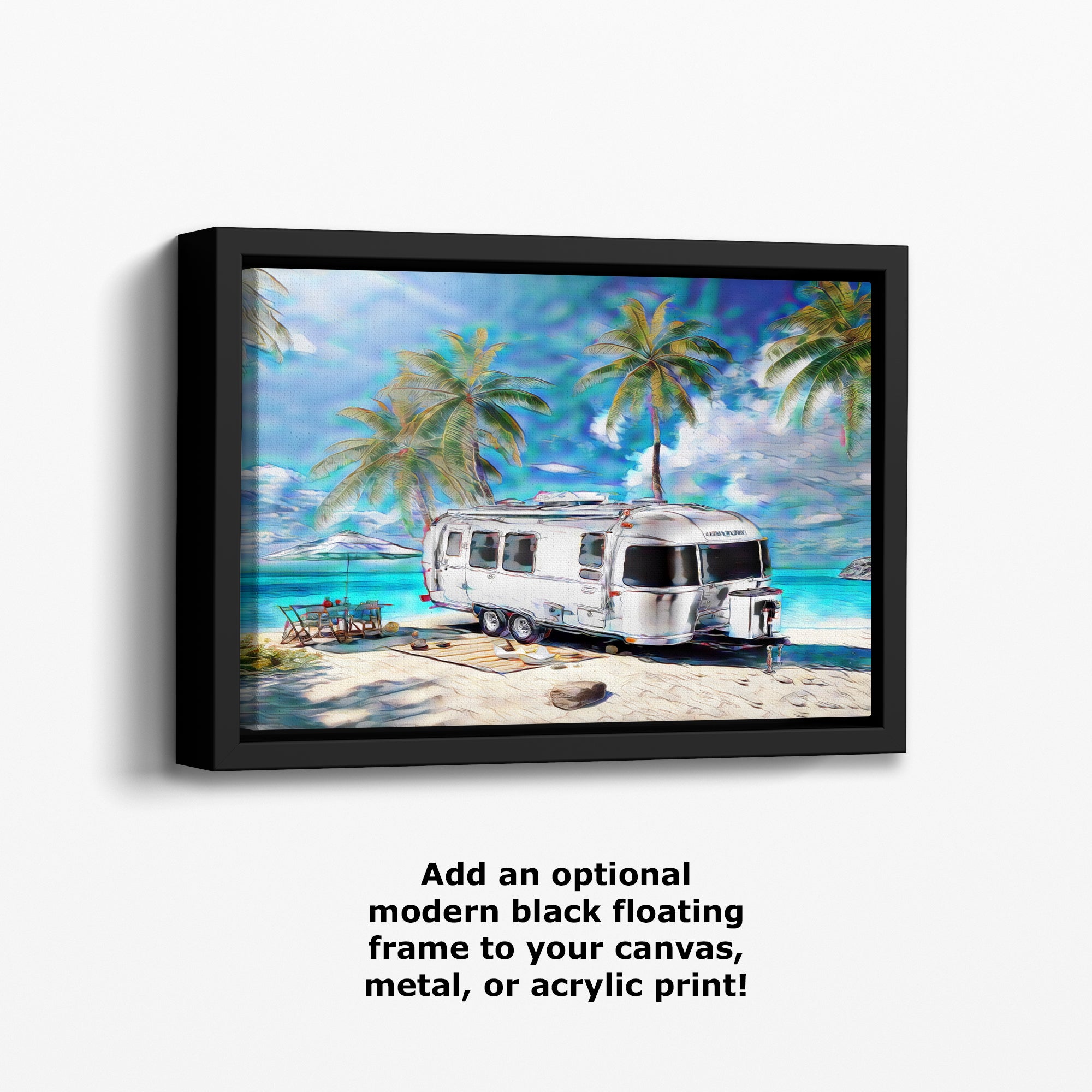 Airstream Travel Trailer Art at a Tropical Ocean Paradise Campsite