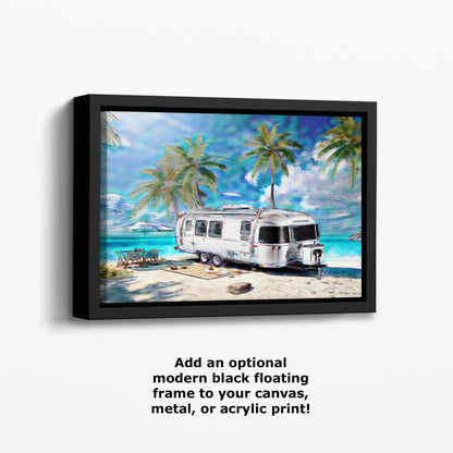 Airstream Travel Trailer Art at a Tropical Ocean Paradise Campsite
