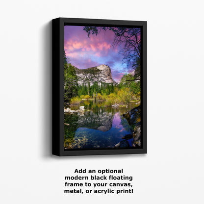 Mirror Lake Yosemite National Park Mountain Picture Nature Photo Relaxation Artwork of Mt. Watkins for Meditation, Office, and House Decor