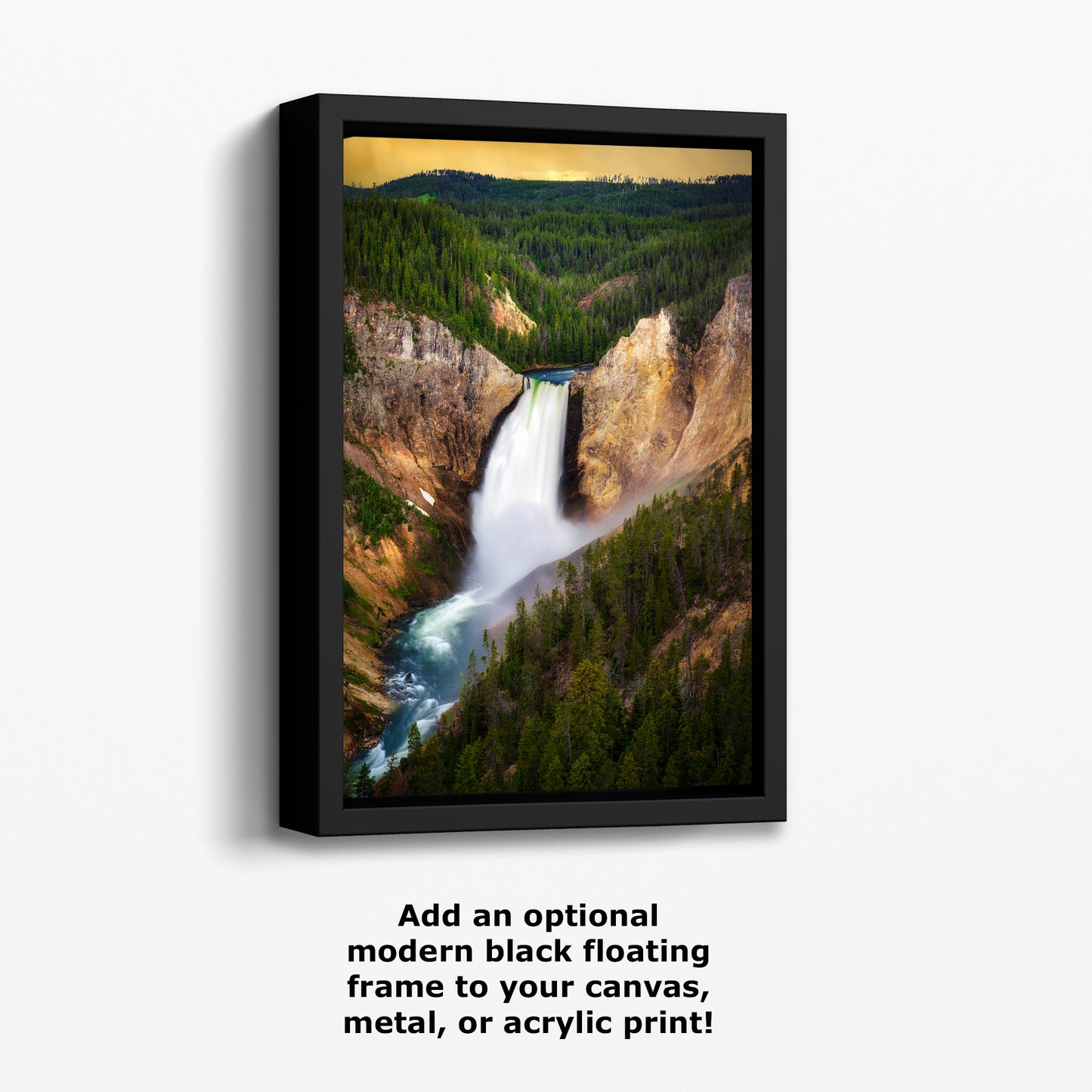 Yellowstone Falls National Park Waterfall Picture Nature Photo Relaxation Artwork Bohemian Style Wyoming Landscape, Meditation & House Decor