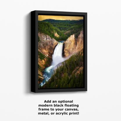 Yellowstone Falls National Park Waterfall Picture Nature Photo Relaxation Artwork Bohemian Style Wyoming Landscape, Meditation & House Decor