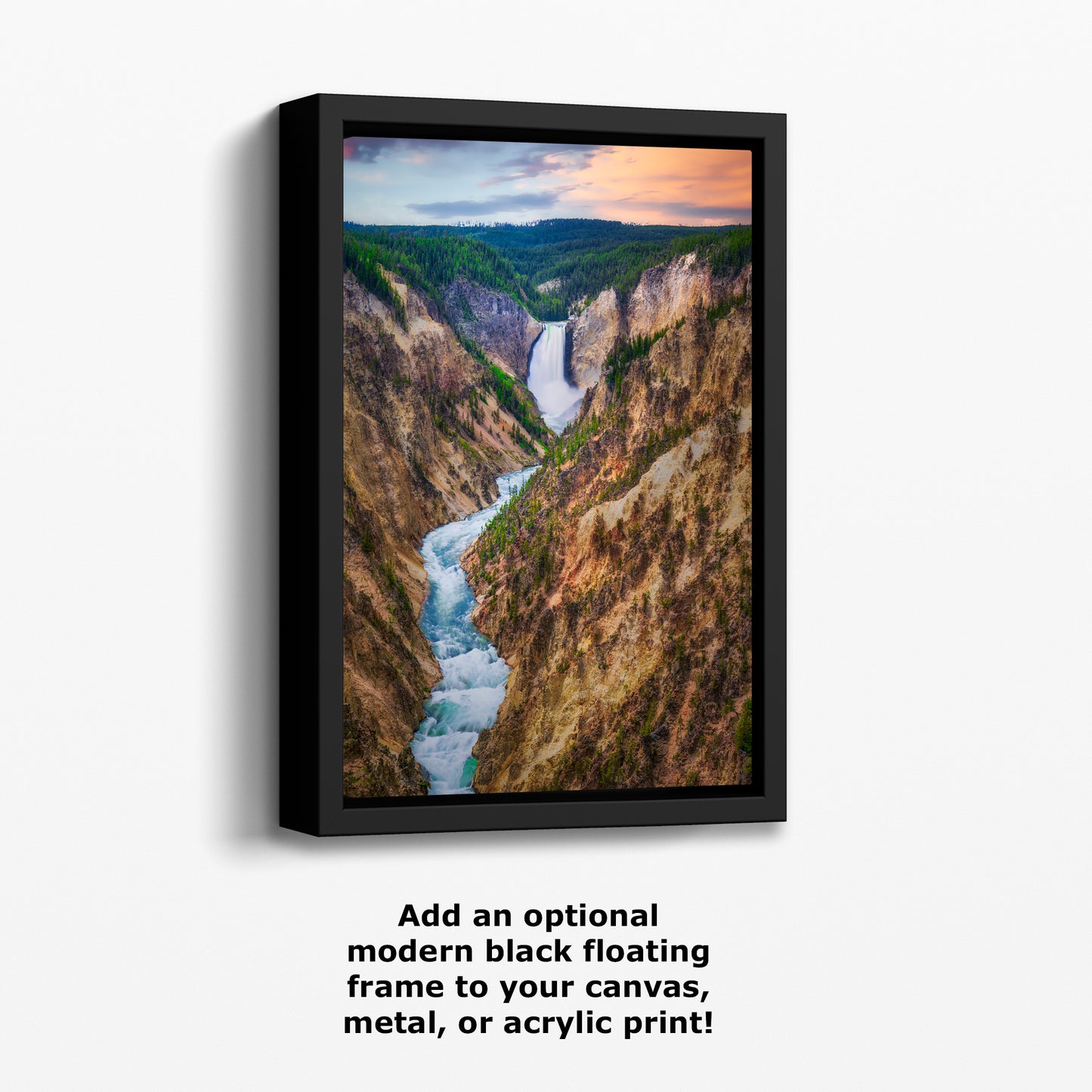 Yellowstone Falls National Park Canyon Waterfall Picture Nature Photo Relaxation Artwork Bohemian Style Wyoming Landscape, Meditation & House Decor