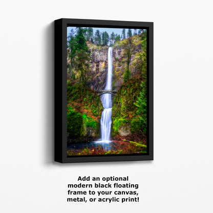 Multnomah Waterfall Picture Nature Photo Wall Art, Pacific Northwest Oregon Relaxation Artwork
