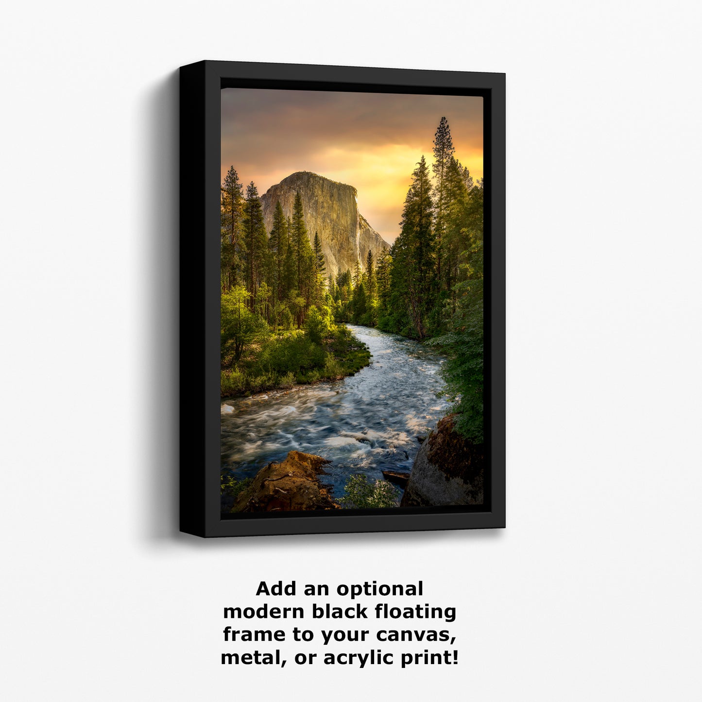 El Capitan Yosemite National Park Nature Photo with Merced River, Granite Mountain Picture Relaxation Artwork for Meditation, Dorm, Office, or House Decor