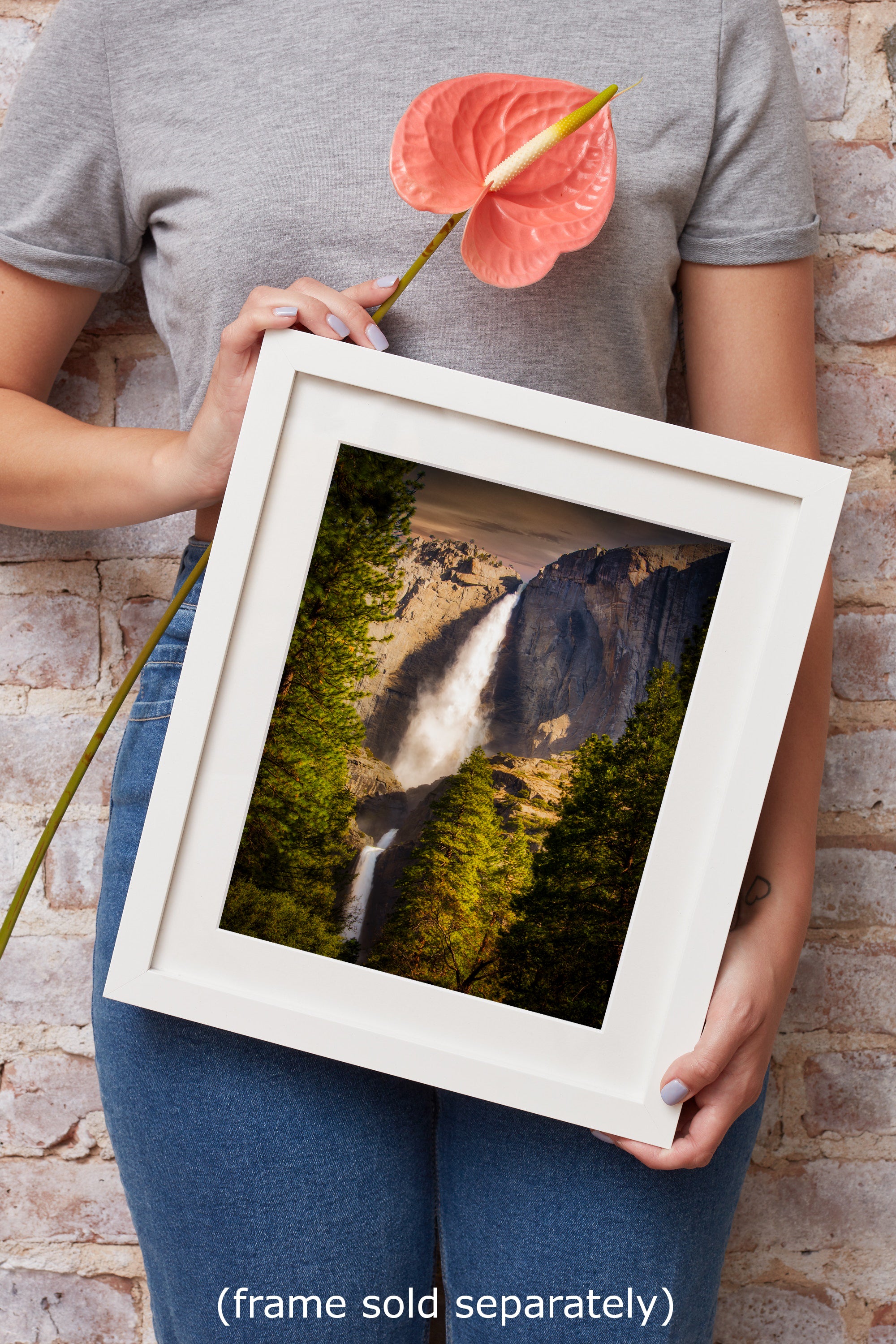 Yosemite National Park Waterfall Picture Nature Photo Bohemian Relaxation Artwork for Meditation