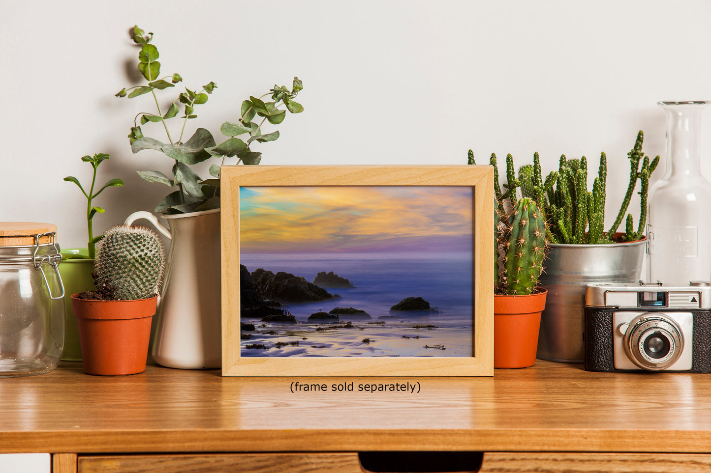 Pfeiffer Beach Sunset, Big Sur California Coastline Ocean Picture Nature Photo of Keyhole Arch, Relaxation Artwork, Meditation, Office House Decor