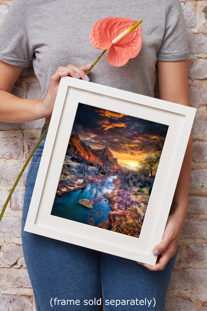 Zion National Park, Watchman, Southern Utah Desert Picture, Southwestern Wall Art, Relaxation Artwork Nature Photo for House Decor