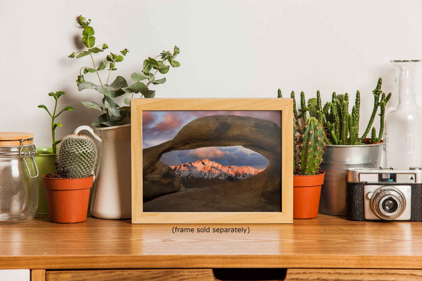 Lone Pine & Mobius Arch Mountain Picture, Nature Photo from Alabama Hills for Relaxation Art for Meditation, Office, and House Decor