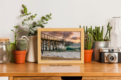 Southern California Coastline Ocean Picture Nature Photo, Relaxation Artwork, Newport Beach Pier Wall Art, Coastal Sunset Decor