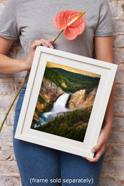 Yellowstone Falls National Park Waterfall Picture Nature Photo Relaxation Artwork Bohemian Style Wyoming Landscape, Meditation & House Decor